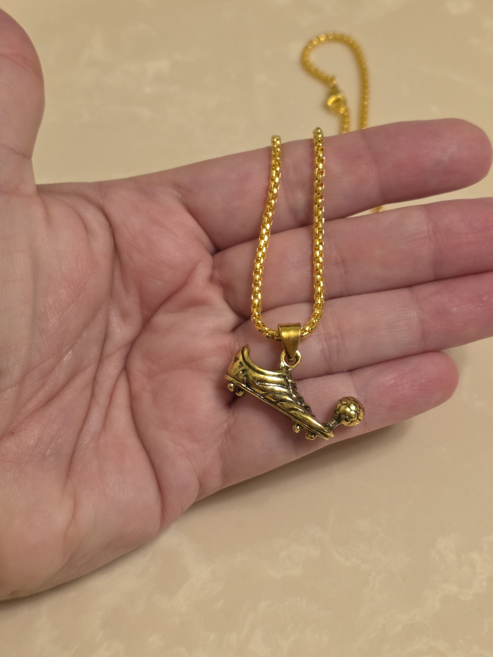 Gold-Tone Soccer Cleat Pendant Necklace